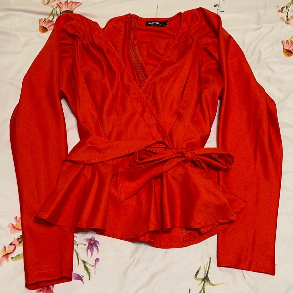 Nasty Gal Tied Up Pleated Wrap Blouse